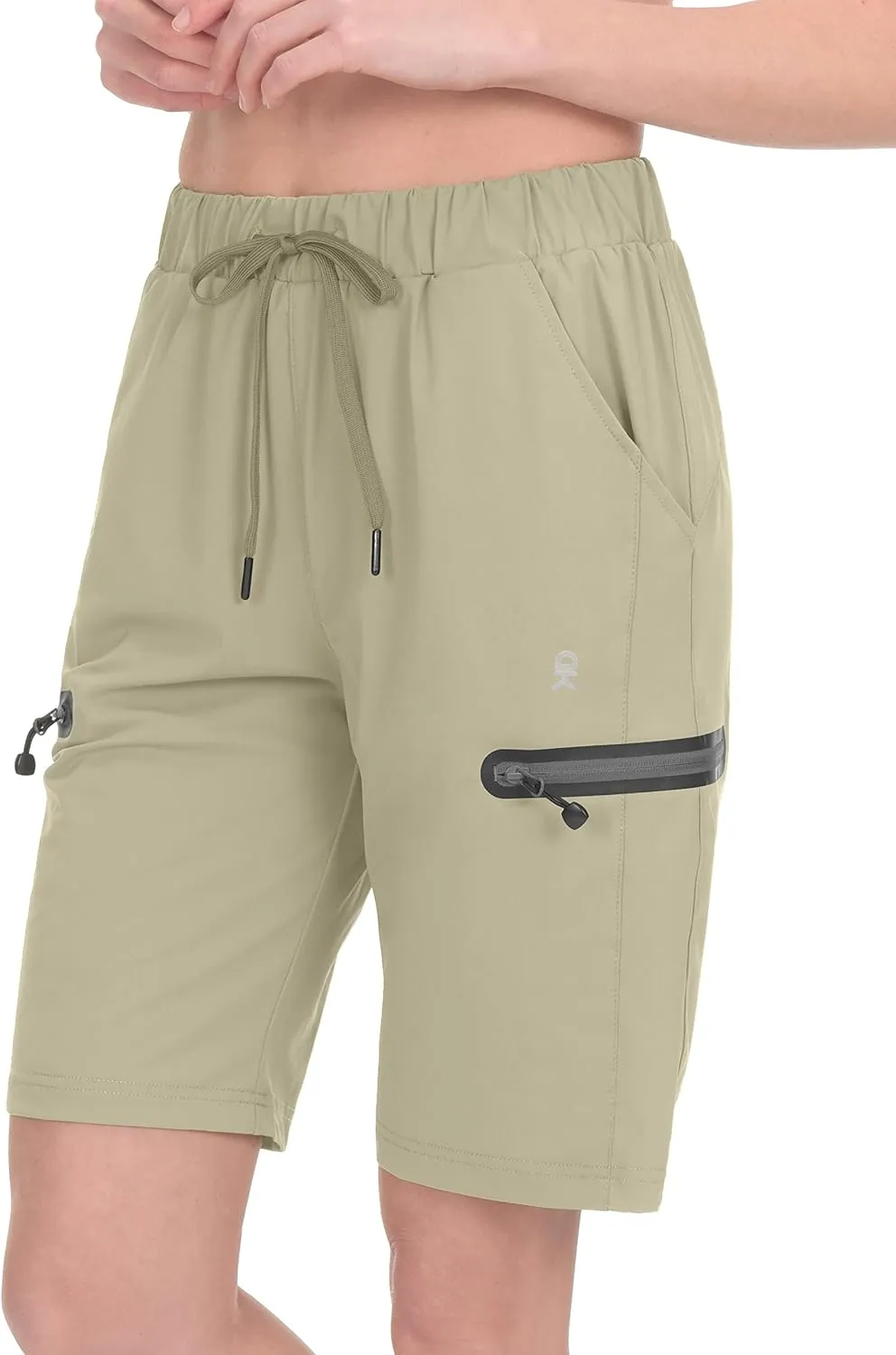 Little Donkey Andy Women's Ultra Stretch Quick Dry Lightweight Bermuda Shorts Drawstring Zipper Pocket Hiking Travel Workout