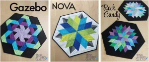 Little Jaybird Quilts Jaybird Quilts Table Topper Pattern Bundle - Gazebo, Nova, Rock Candy Quilting Patterns for Adults, Multicolored, Modern, All Seasons
