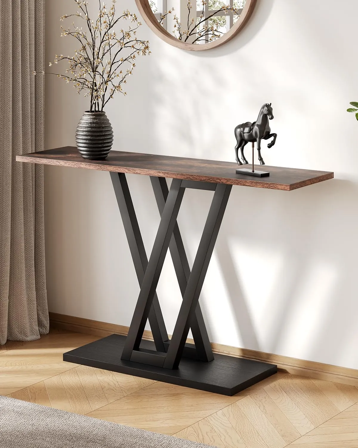 LITTLE TREE Console Table Hallway Table for Entryway 43 Inch Sofa Table Entryway Tables for Living Room, Rustic Brown