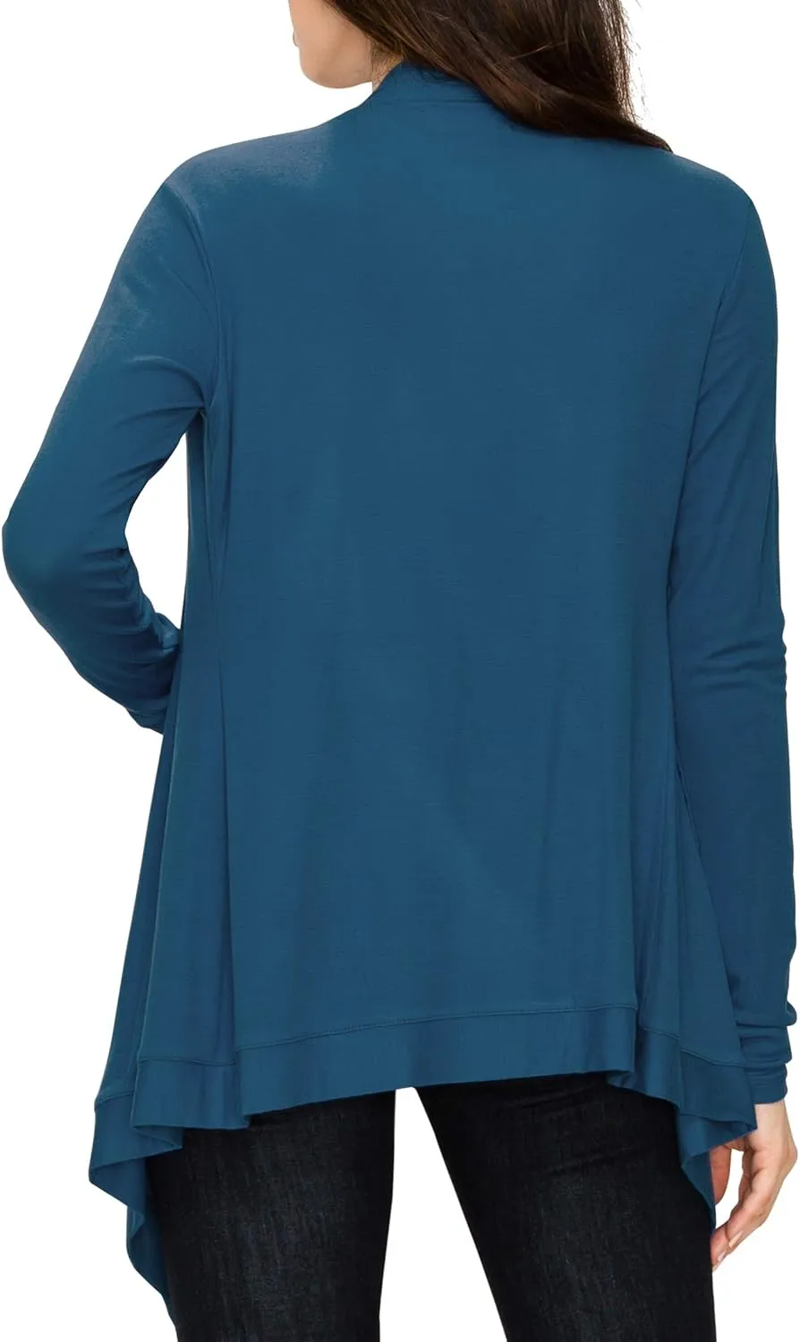Lock and Love Women's Draped Front Open Asymmetrical Cardigan - Casual Long Sleeve Lightweight Duster