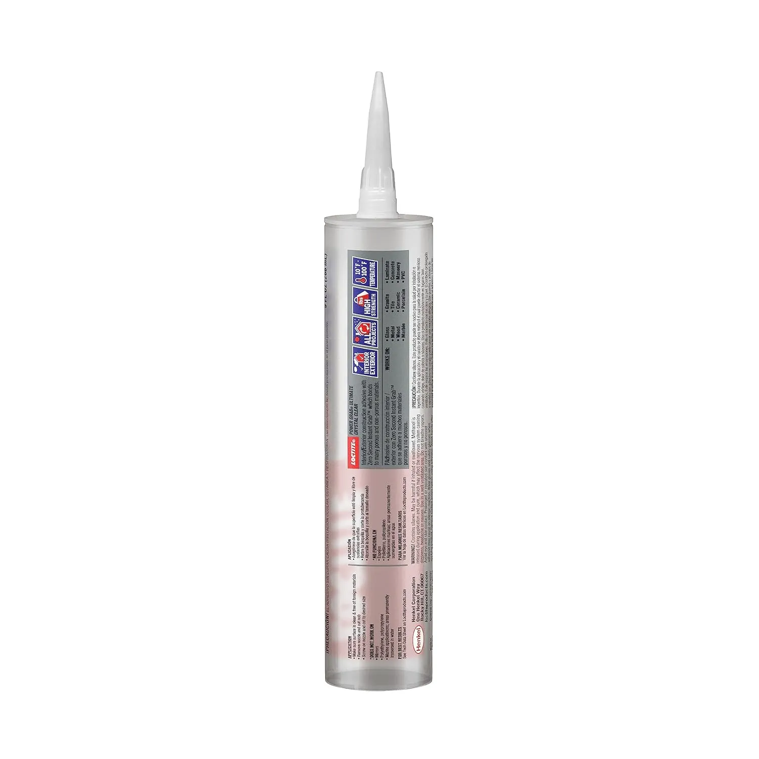 Loctite Power Grab Ultimate Crystal Clear Construction Adhesive - Versatile Construction Glue for Glass, Wood, Metal & More - 9 fl oz Cartridge, 1 Pack