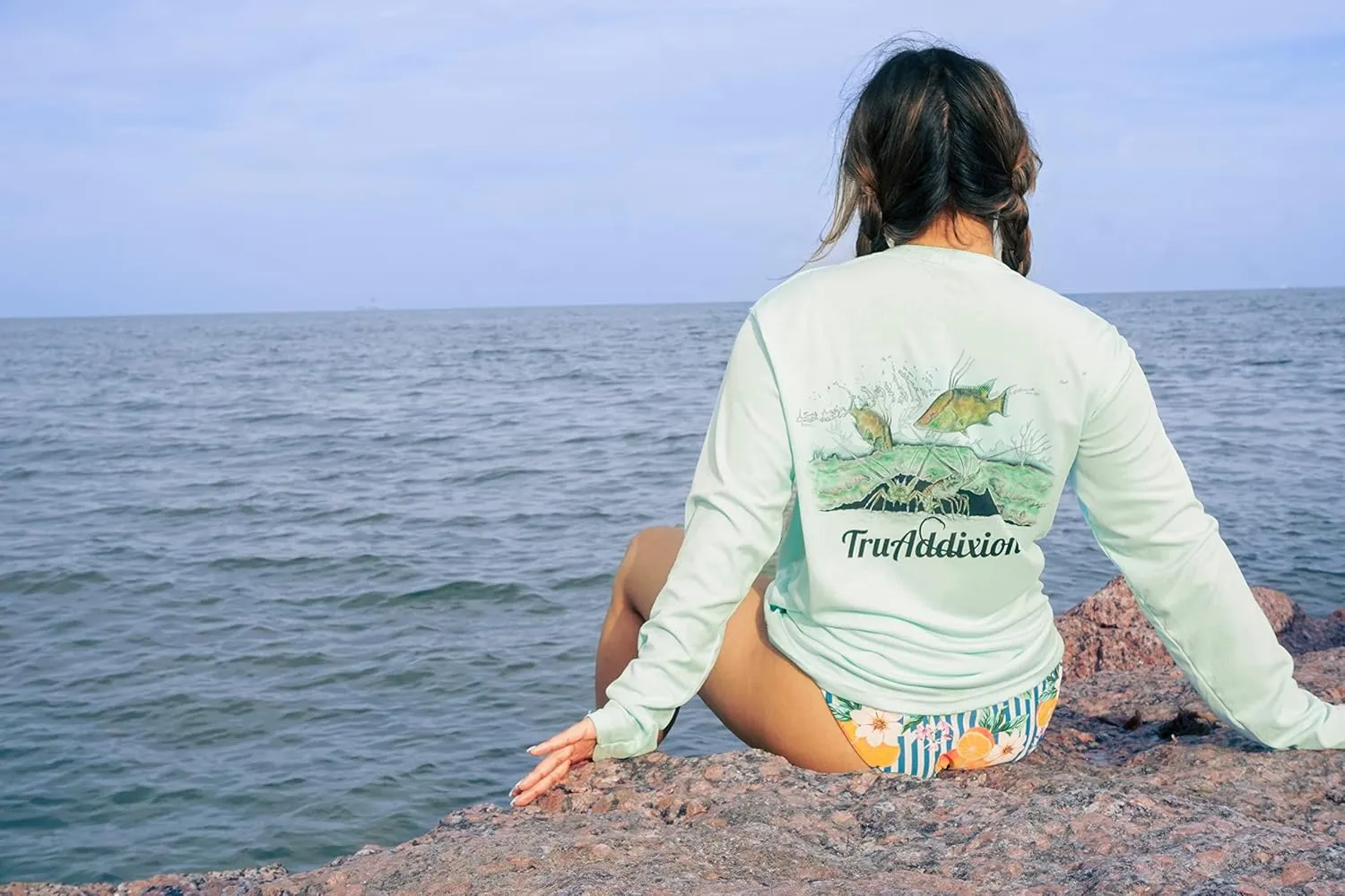 Long Sleeve Dry Fit Moisture Wicking UPF 50 UV Protection T Shirt Lobster & Hogfish Lightweight Fishing, Outdoor