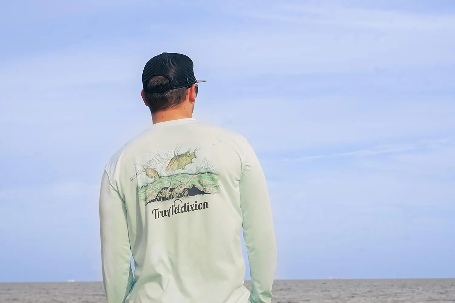 Long Sleeve Dry Fit Moisture Wicking UPF 50 UV Protection T Shirt Lobster & Hogfish Lightweight Fishing, Outdoor