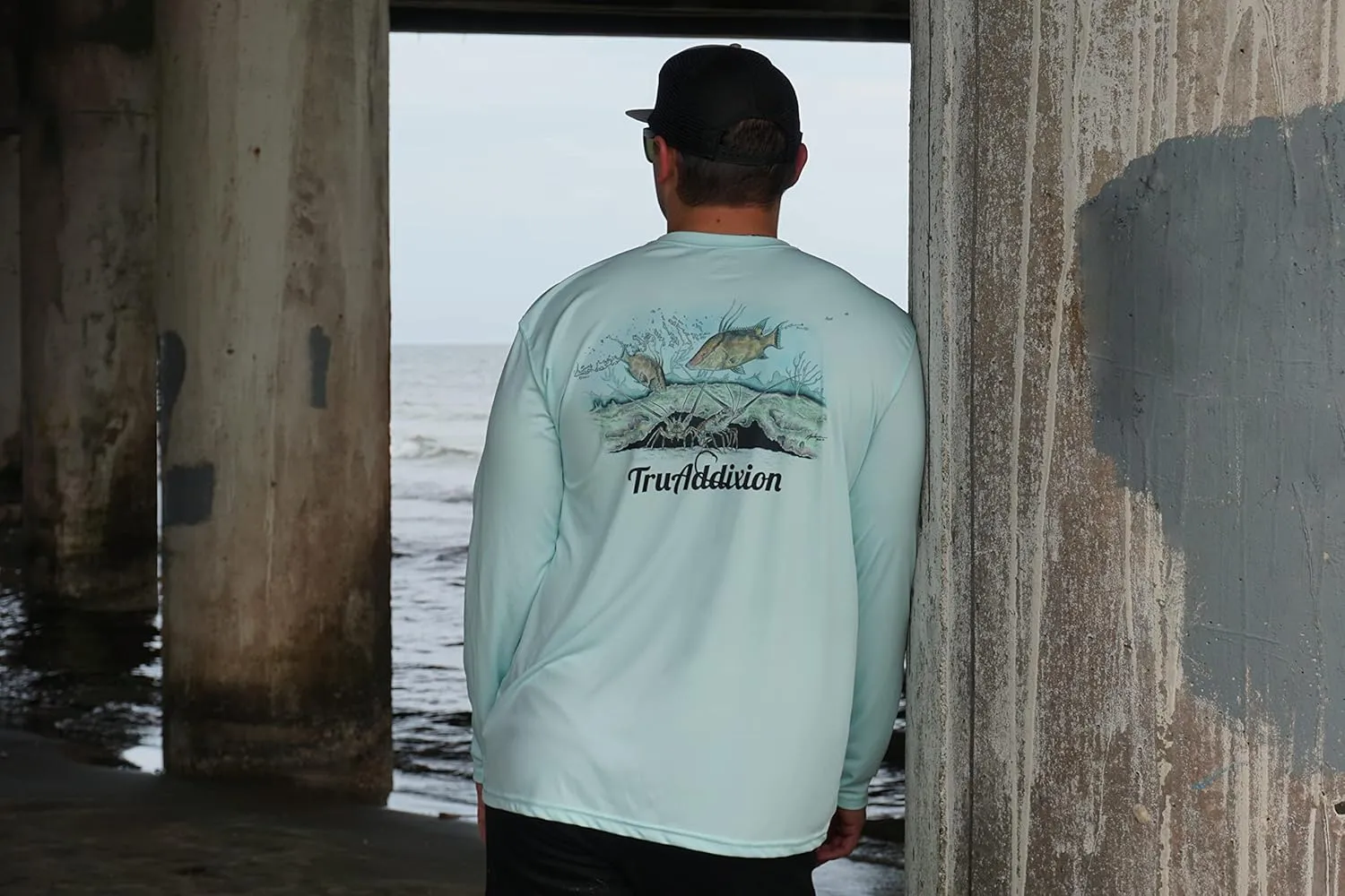 Long Sleeve Dry Fit Moisture Wicking UPF 50 UV Protection T Shirt Lobster & Hogfish Lightweight Fishing, Outdoor