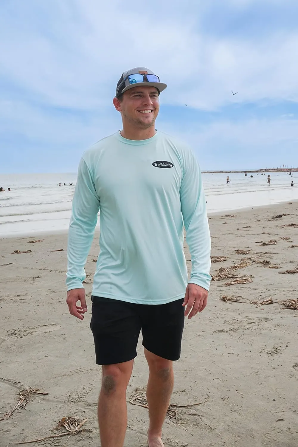 Long Sleeve Dry Fit Moisture Wicking UPF 50 UV Protection T Shirt Lobster & Hogfish Lightweight Fishing, Outdoor