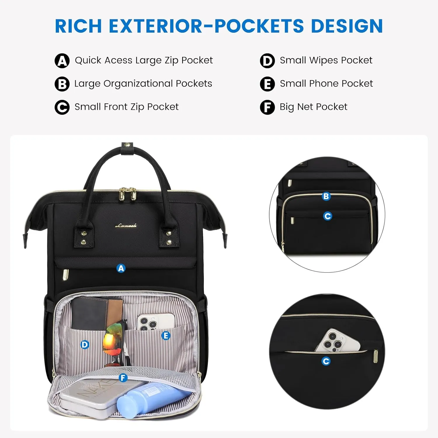 LOVEVOOK Backpack for Women, 15.6 inch Laptop Backpack for Women Teacher Backpack Nurse Bag, Waterproof Work Backpack for Travel, Commuter, College