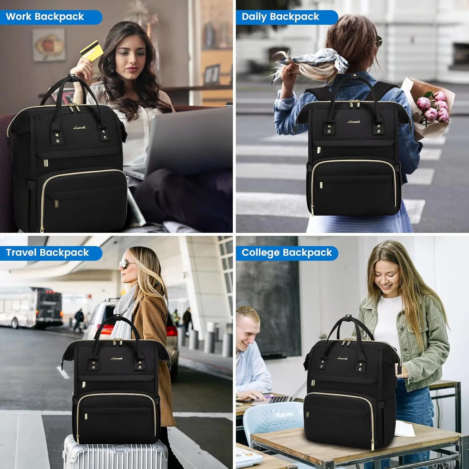 LOVEVOOK Backpack for Women, 15.6 inch Laptop Backpack for Women Teacher Backpack Nurse Bag, Waterproof Work Backpack for Travel, Commuter, College