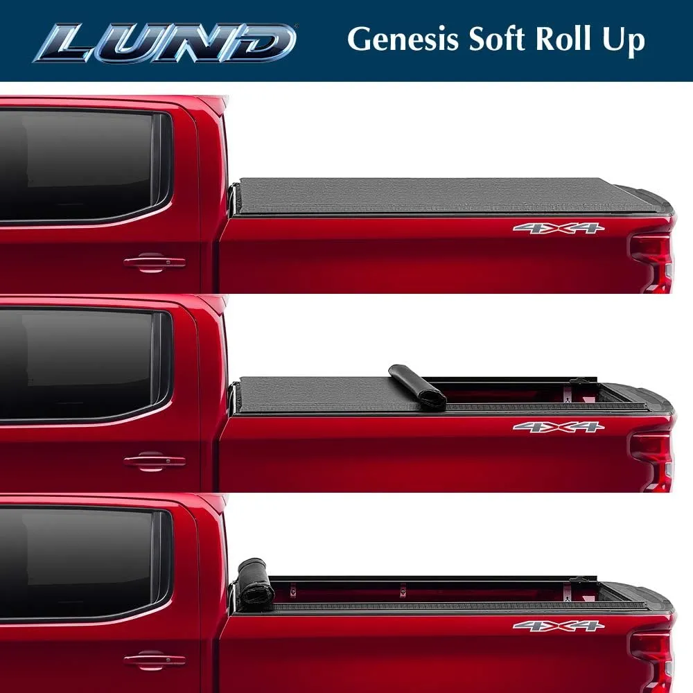 Lund Genesis Roll Up Soft Roll Up Truck Bed Tonneau Cover | 96054 | Fits 2020 - 2023 Chevy/GMC Silverado/Sierra 2500HD/3500HD 6' 10" Bed (82.2")