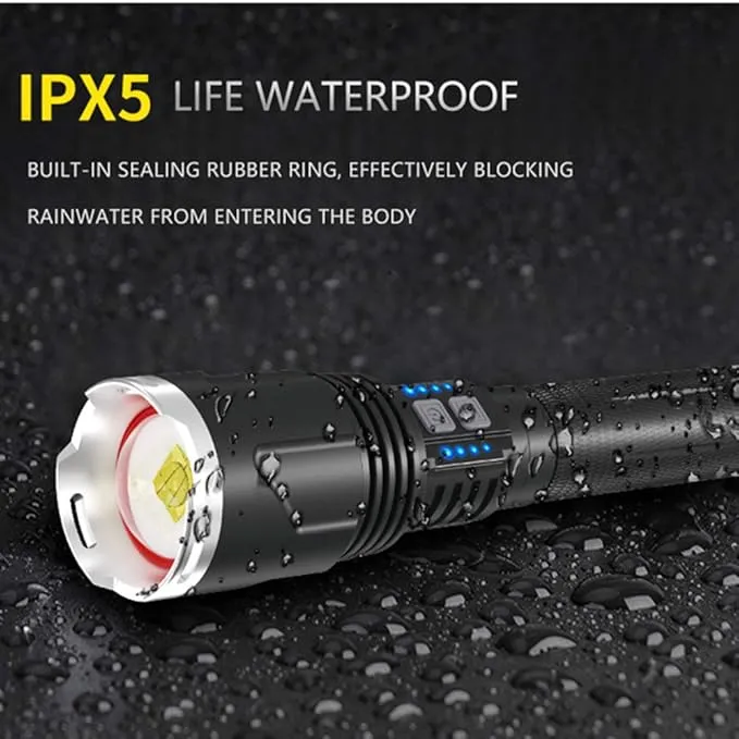 LUXNOVAQ Brightest Flashlight Rechargeable XHP110 LED Powerful Tactical Flashlights, 200000 High Lumen Zoomable USB Flashlight Waterproof Hand Torch Light with 4 Modes for Camping Hiking