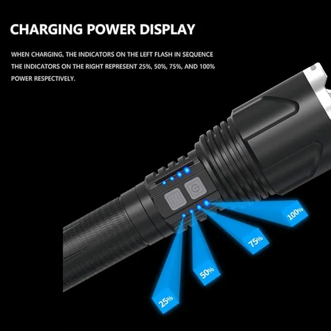 LUXNOVAQ Brightest Flashlight Rechargeable XHP110 LED Powerful Tactical Flashlights, 200000 High Lumen Zoomable USB Flashlight Waterproof Hand Torch Light with 4 Modes for Camping Hiking