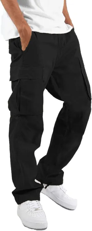 LYRXXX Men's Casual Cargo Pants Hiking Pants Workout Joggers Sweatpants for Men