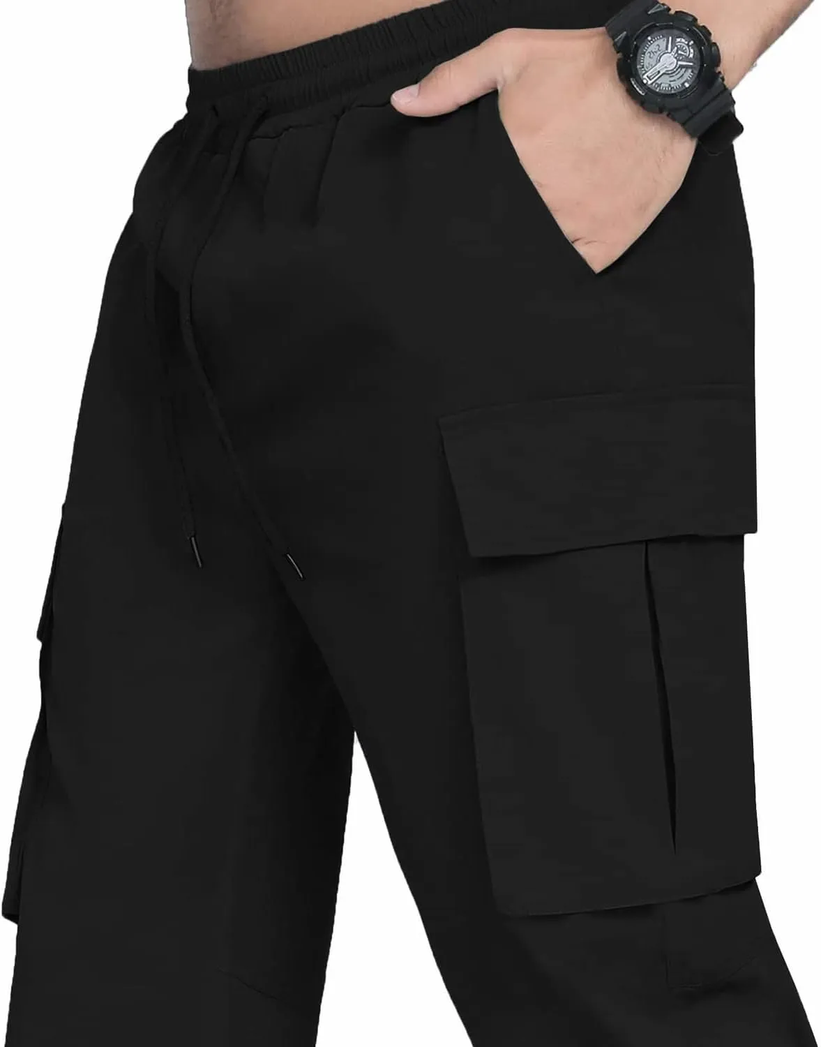 LYRXXX Men's Casual Cargo Pants Hiking Pants Workout Joggers Sweatpants for Men