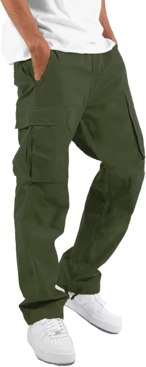 LYRXXX Men's Casual Cargo Pants Hiking Pants Workout Joggers Sweatpants for Men