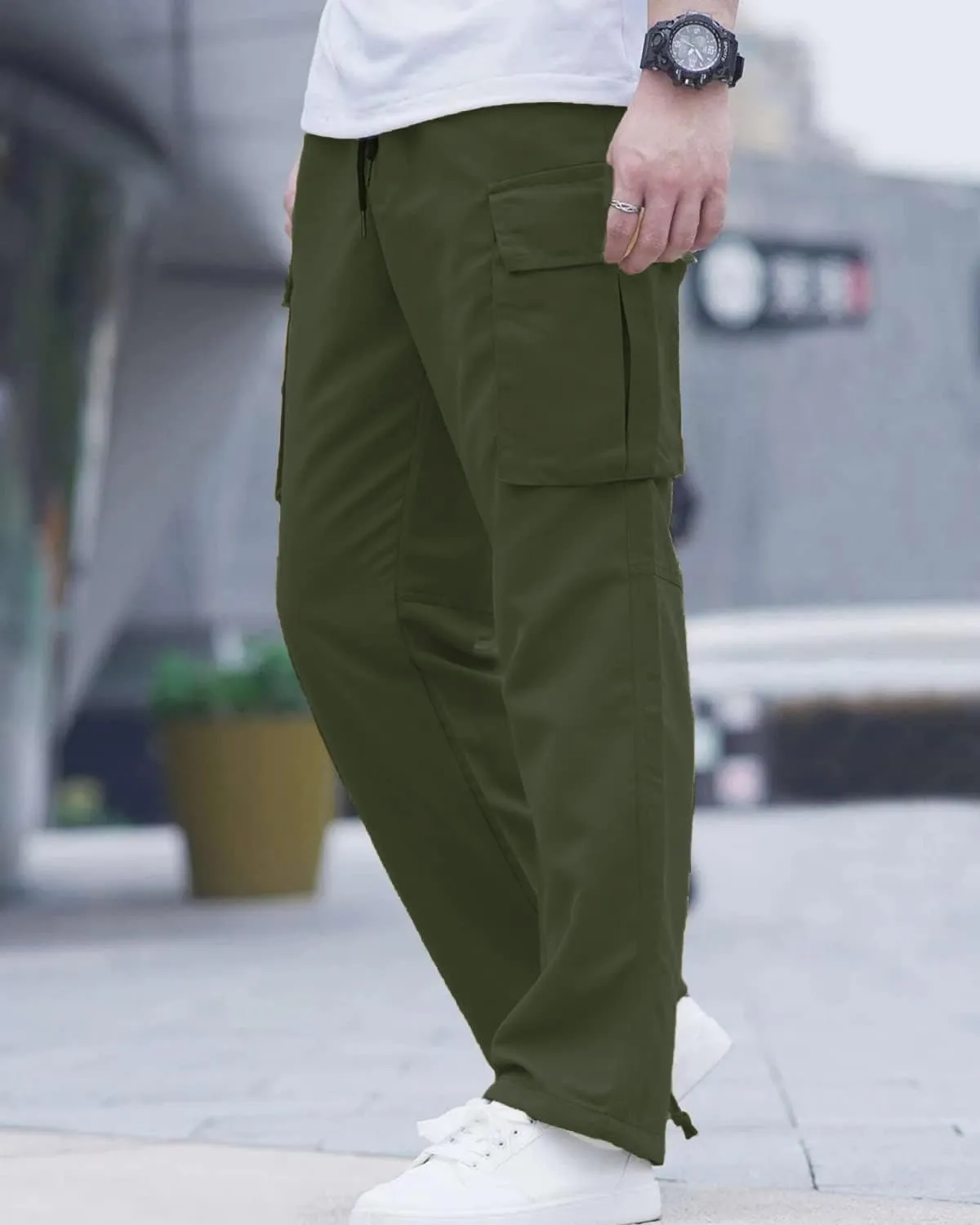 LYRXXX Men's Casual Cargo Pants Hiking Pants Workout Joggers Sweatpants for Men
