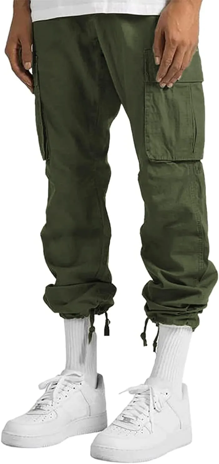 LYRXXX Men's Casual Cargo Pants Hiking Pants Workout Joggers Sweatpants for Men
