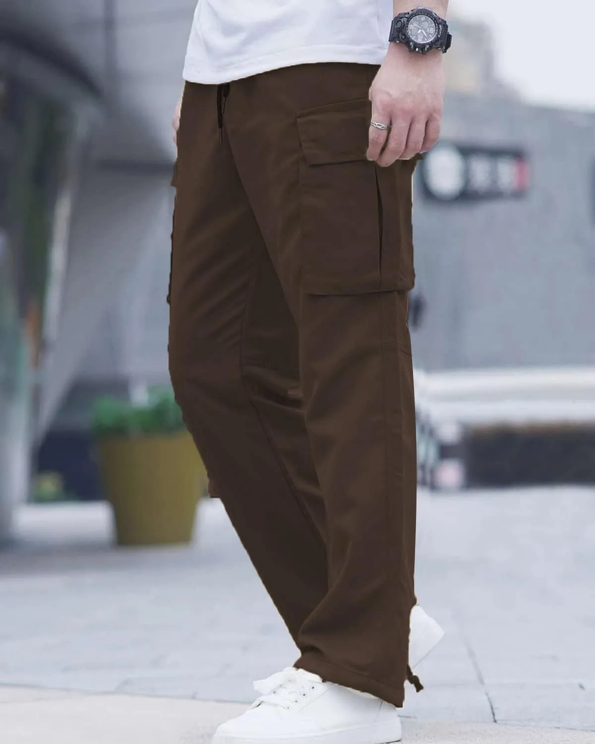 LYRXXX Men's Casual Cargo Pants Hiking Pants Workout Joggers Sweatpants for Men