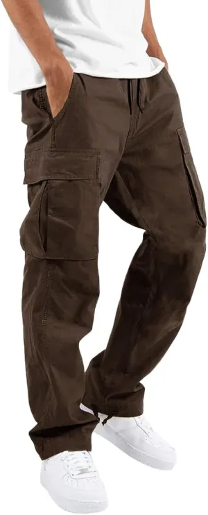LYRXXX Men's Casual Cargo Pants Hiking Pants Workout Joggers Sweatpants for Men