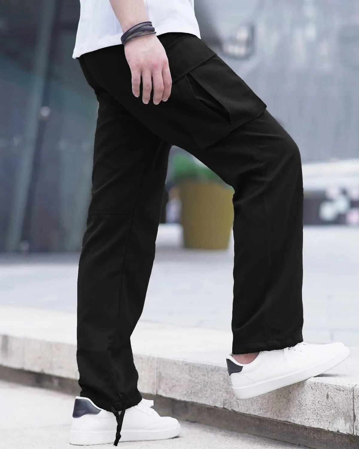 LYRXXX Men's Casual Cargo Pants Hiking Pants Workout Joggers Sweatpants for Men