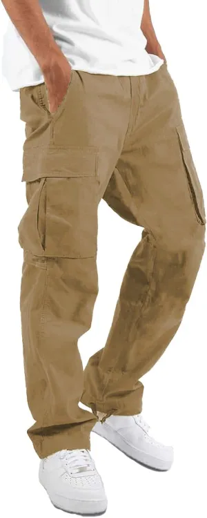 LYRXXX Men's Casual Cargo Pants Hiking Pants Workout Joggers Sweatpants for Men