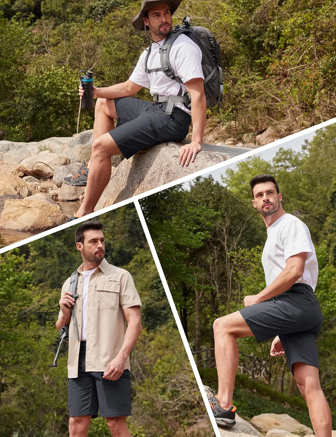 MAGCOMSEN Men's Hiking Cargo Shorts 10" Lightweight Outdoor Work Shorts for Men Travel Casual with 5 Pockets