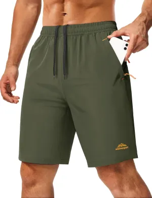 MAGCOMSEN Men's Hiking Shorts 9" Quick Dry Lightweight Running Shorts with Zipper Pockets for Workout Athletic Sport