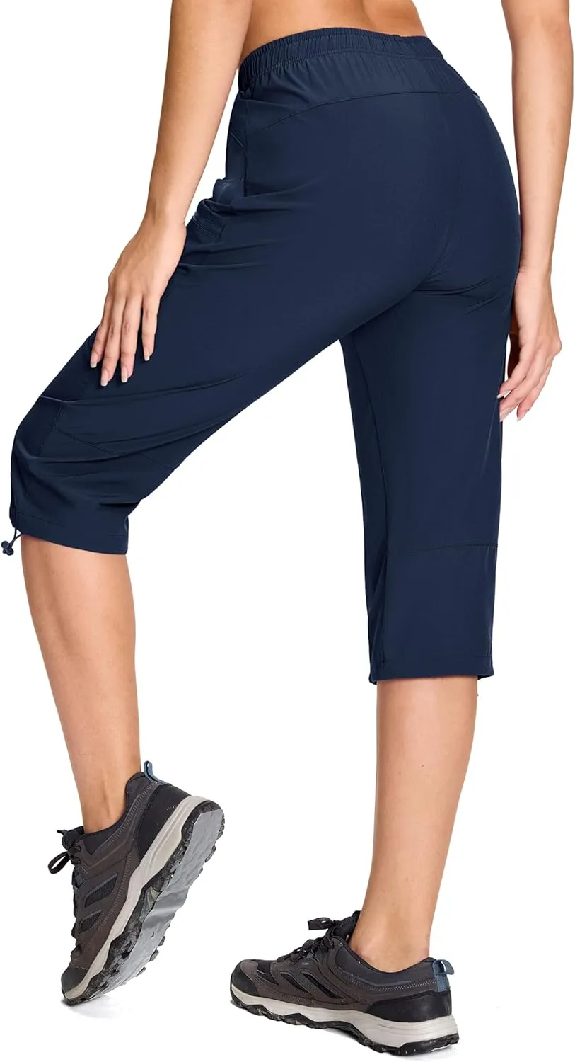 MAGCOMSEN Women's Hiking Capri Pants UPF 50  Lightweight Quick Dry Casual Golf Cargo Crop Pants with 5 Pockets Summer
