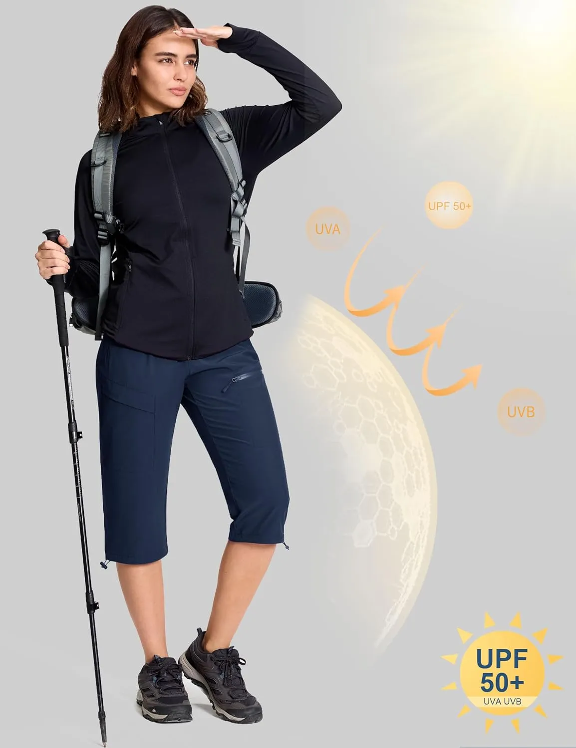 MAGCOMSEN Women's Hiking Capri Pants UPF 50  Lightweight Quick Dry Casual Golf Cargo Crop Pants with 5 Pockets Summer
