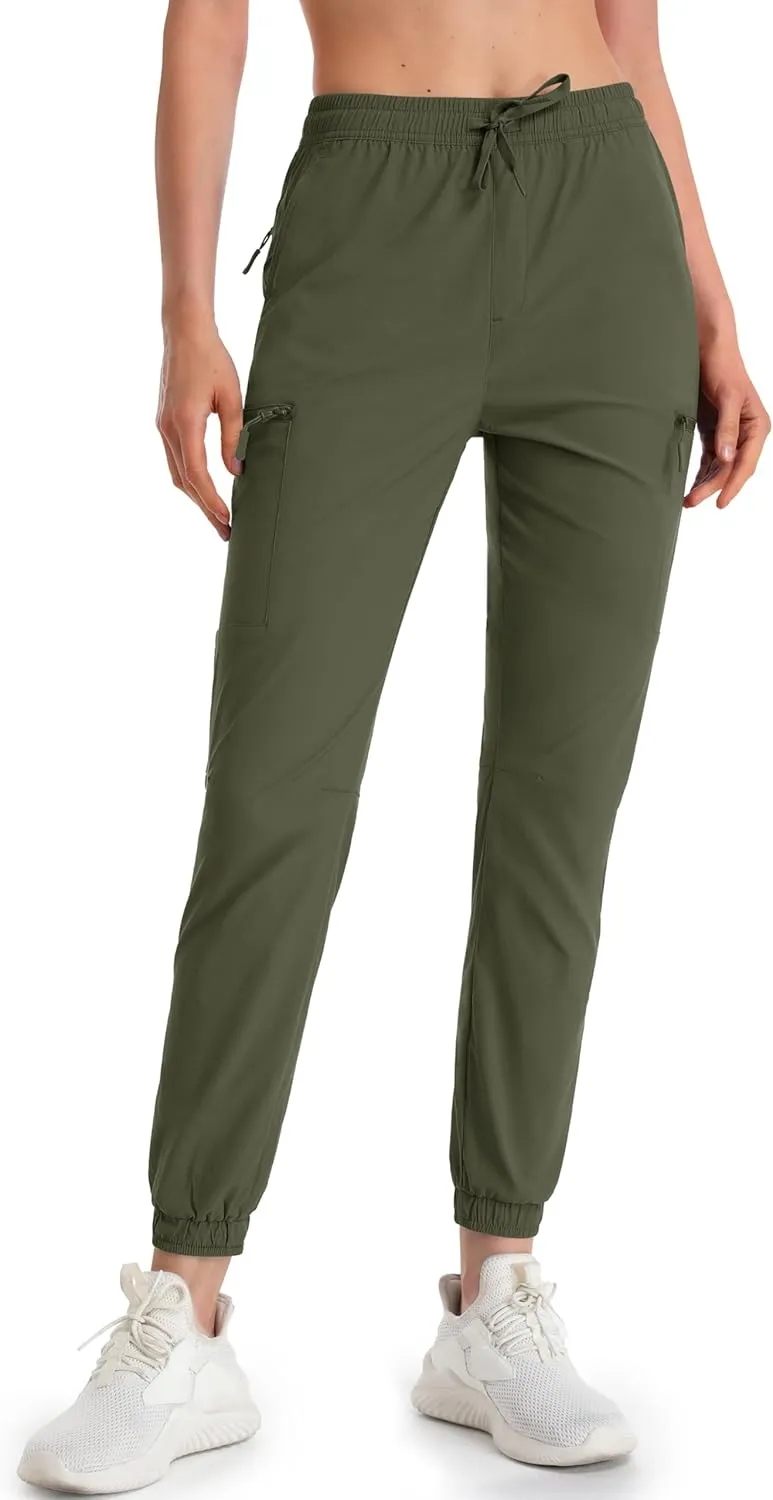 MAGCOMSEN Women's Hiking Cargo Pants Lightweight Quick Dry Water Resistant Jogger Zipper Pockets Outdoor Athletic Casual