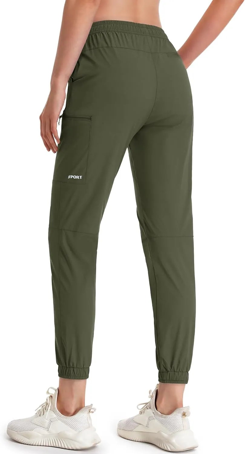 MAGCOMSEN Women's Hiking Cargo Pants Lightweight Quick Dry Water Resistant Jogger Zipper Pockets Outdoor Athletic Casual