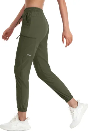 MAGCOMSEN Women's Hiking Cargo Pants Lightweight Quick Dry Water Resistant Jogger Zipper Pockets Outdoor Athletic Casual