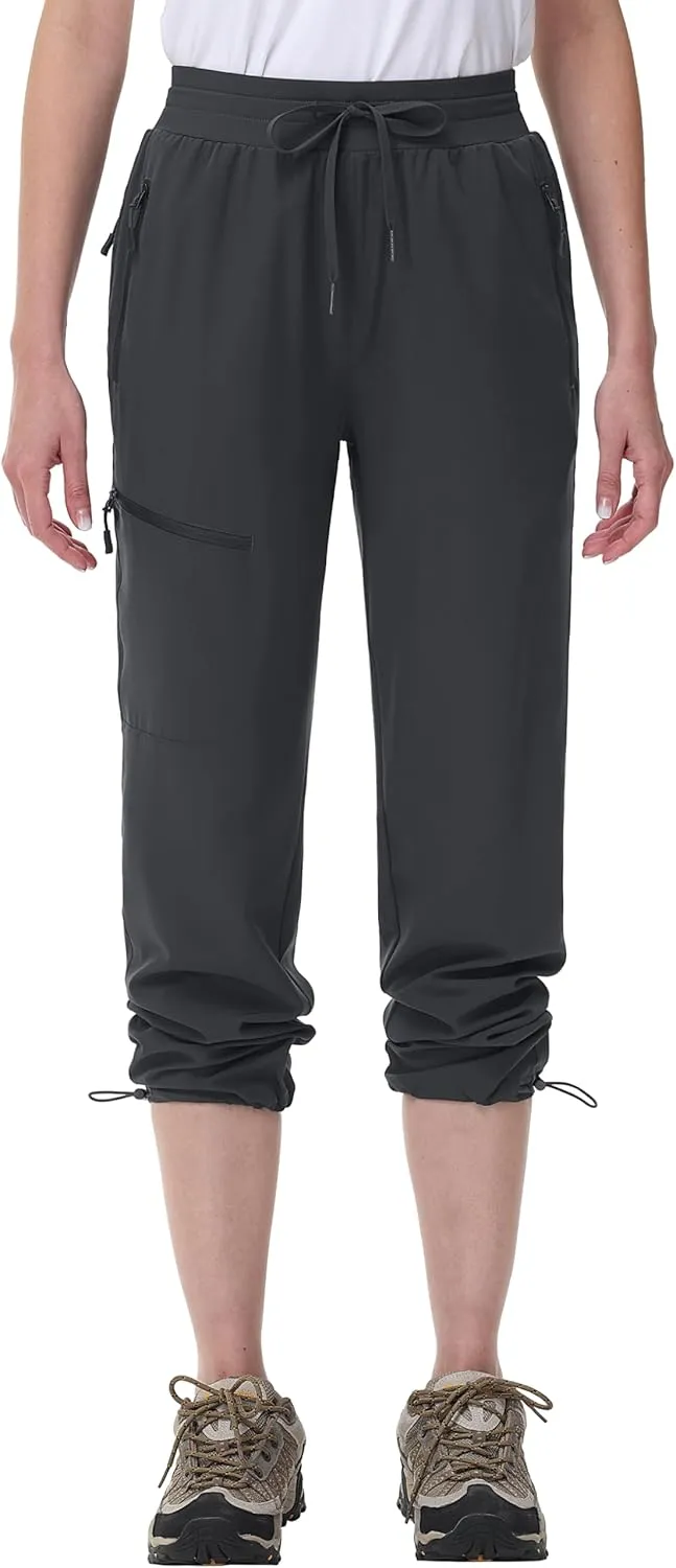 MAGCOMSEN Women's Hiking Pants UPF 50  Water Resistant Quick Dry Lightweight Elastic Waist Cargo Pants with 4 Pockets
