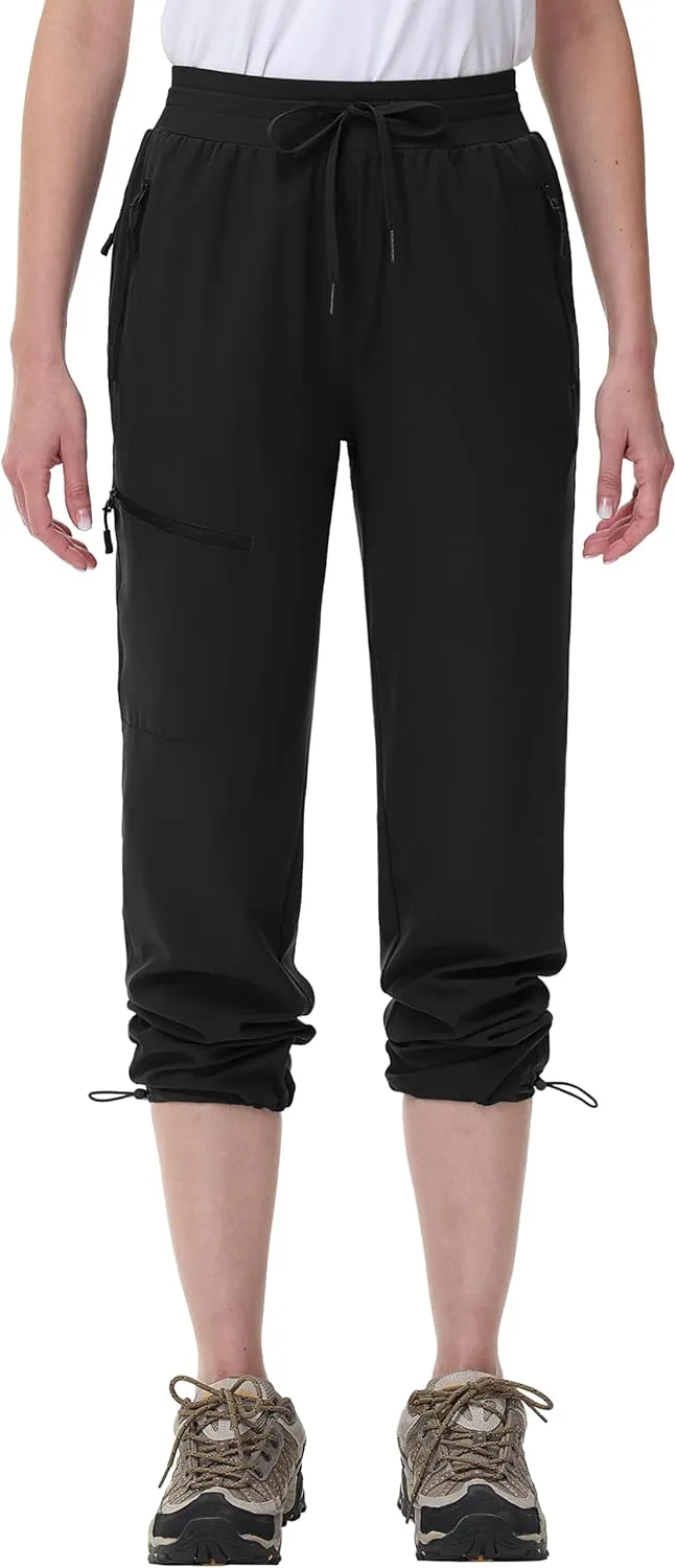 MAGCOMSEN Women's Hiking Pants UPF 50  Water Resistant Quick Dry Lightweight Elastic Waist Cargo Pants with 4 Pockets