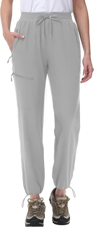 MAGCOMSEN Women's Hiking Pants UPF 50  Water Resistant Quick Dry Lightweight Elastic Waist Cargo Pants with 4 Pockets