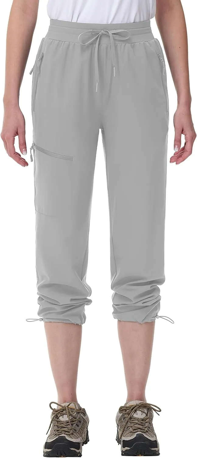 MAGCOMSEN Women's Hiking Pants UPF 50  Water Resistant Quick Dry Lightweight Elastic Waist Cargo Pants with 4 Pockets