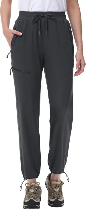 MAGCOMSEN Women's Hiking Pants UPF 50  Water Resistant Quick Dry Lightweight Elastic Waist Cargo Pants with 4 Pockets