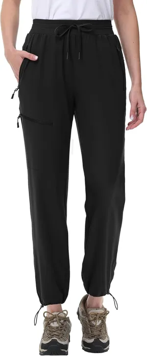 MAGCOMSEN Women's Hiking Pants UPF 50  Water Resistant Quick Dry Lightweight Elastic Waist Cargo Pants with 4 Pockets