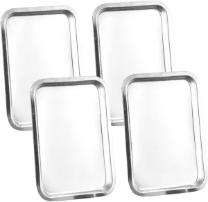 MAGICLULU 4Pcs Stainless Steel Plate Dinnerware for Self Feeding Camping Outdoor Use Reusable Metal Dishes for Boys