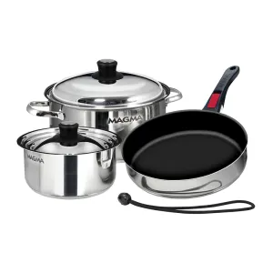 Magma Kitchenware - Nesting Induction Compatible Cookware (7 Piece) - Stainless Steel