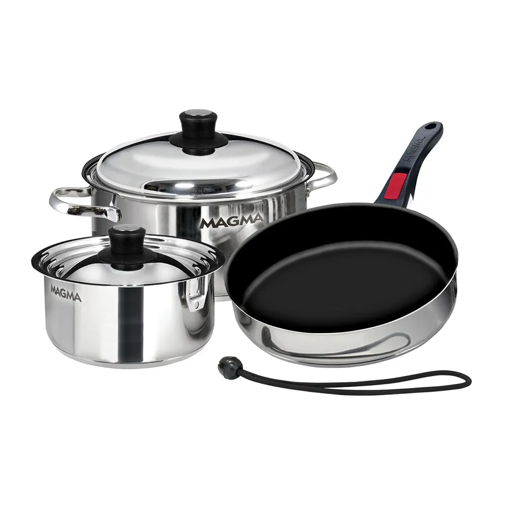 Magma Kitchenware - Nesting Induction Compatible Cookware (7 Piece) - Stainless Steel