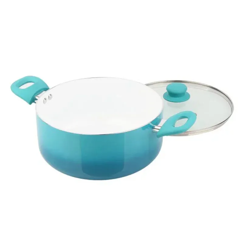 Mainstays Ceramic Nonstick 12 Piece Cookware Set, Teal Ombre, Hand Wash Onlycookware pots and pans set