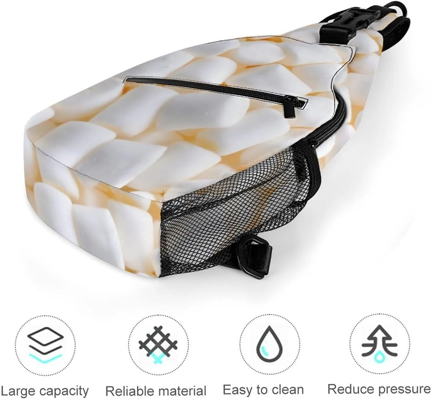Marshmallow Durable And Adjustable Chest Bag There Are Pockets on The Outside for Unisex
