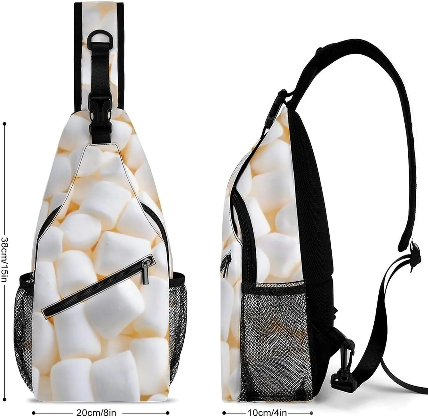 Marshmallow Durable And Adjustable Chest Bag There Are Pockets on The Outside for Unisex
