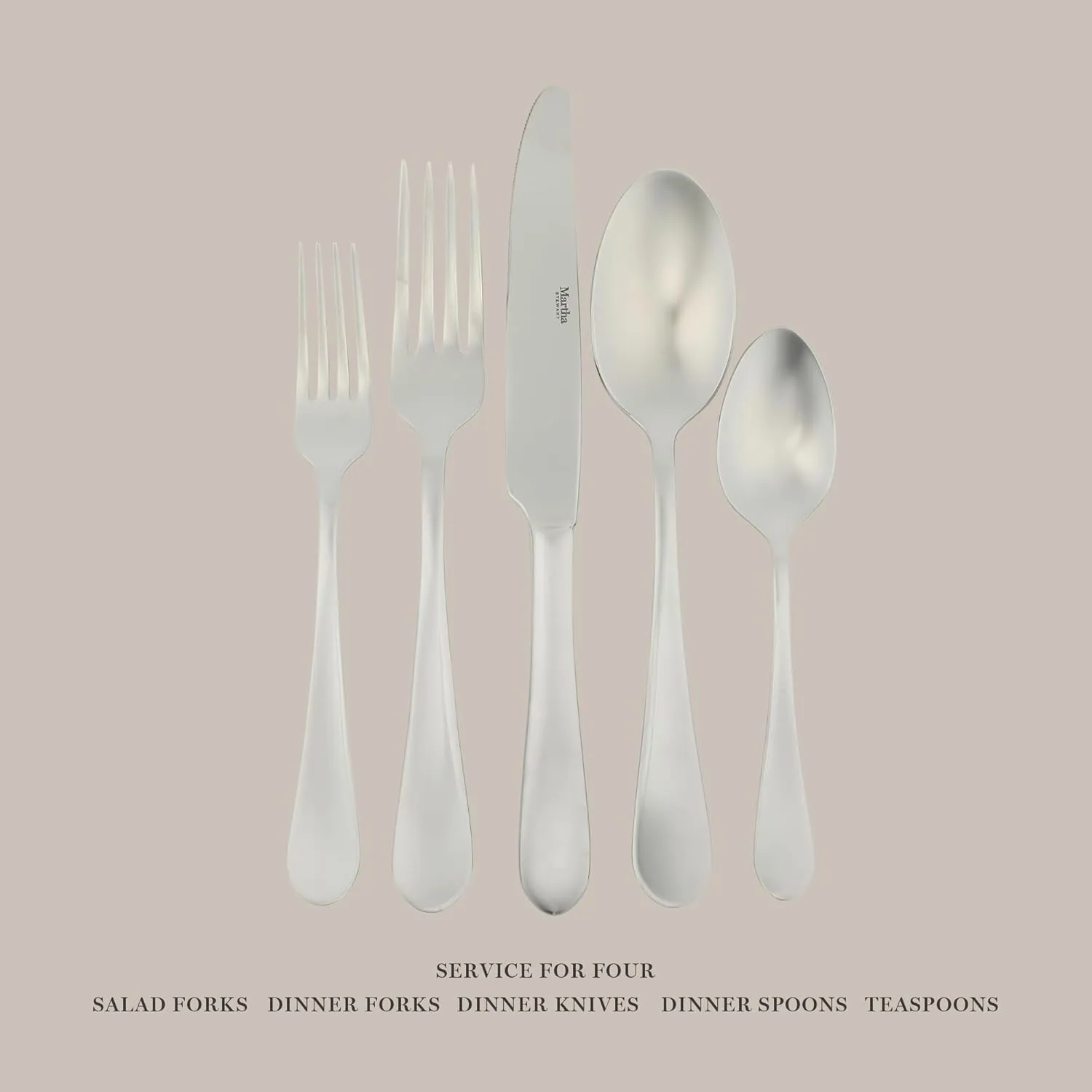 Martha Stewart Alness 20 Piece Mirror Polish Flatware Silverware Set - Stainless Steel Utensils - Forks, Spoons, Knives