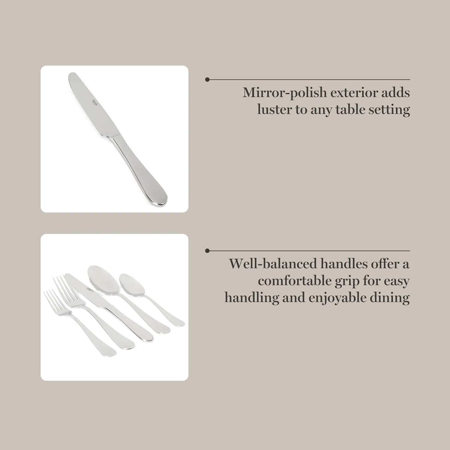 Martha Stewart Alness 20 Piece Mirror Polish Flatware Silverware Set - Stainless Steel Utensils - Forks, Spoons, Knives