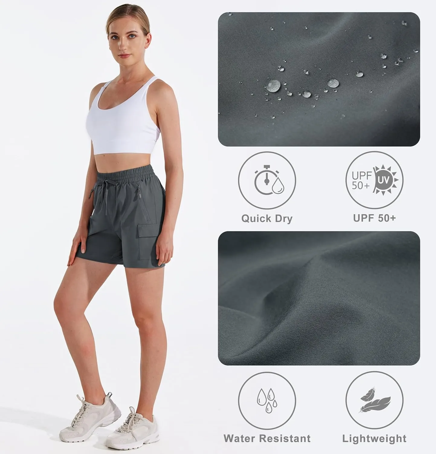 MASKERT Women's Hiking Cargo Shorts 5" 7" 9" Quick Dry Athletic Golf Shorts Lightweight Running Summer Casual Shorts