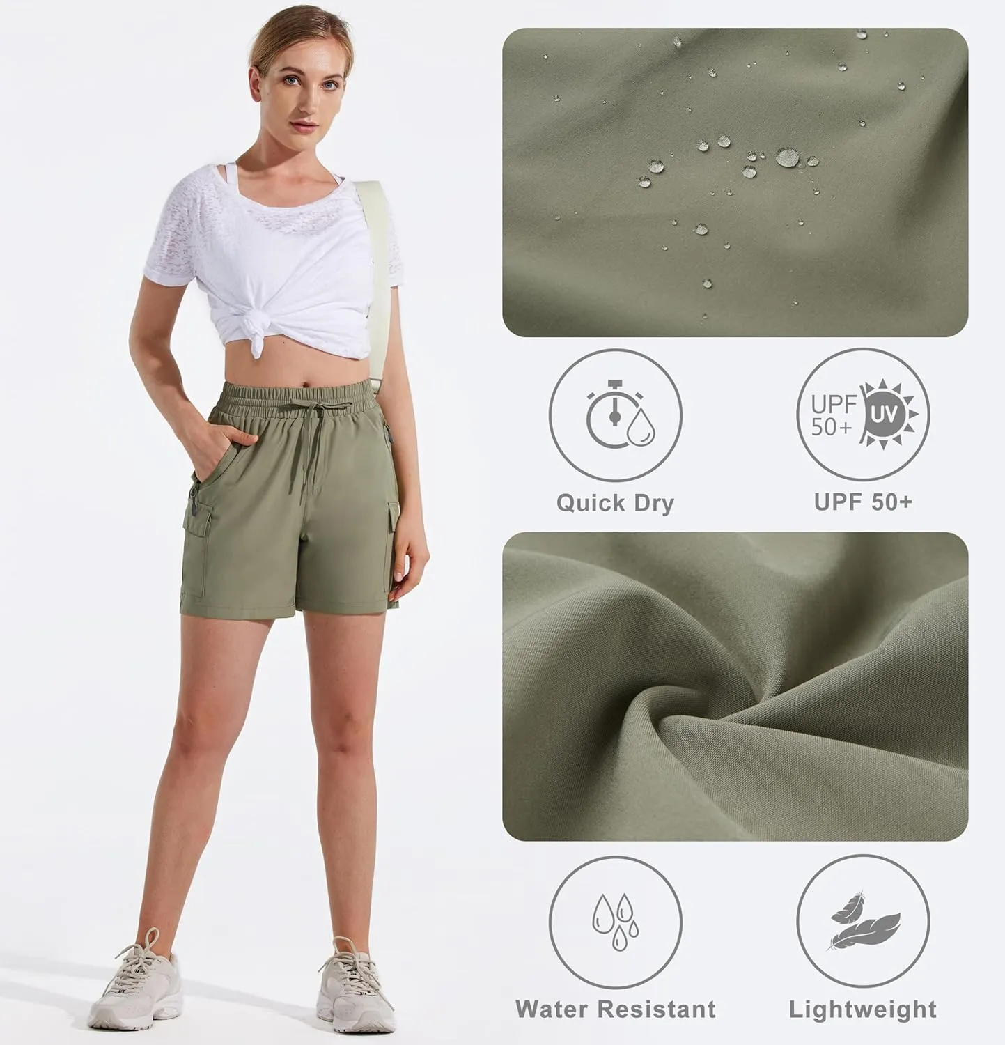 MASKERT Women's Hiking Cargo Shorts 5" 7" 9" Quick Dry Athletic Golf Shorts Lightweight Running Summer Casual Shorts
