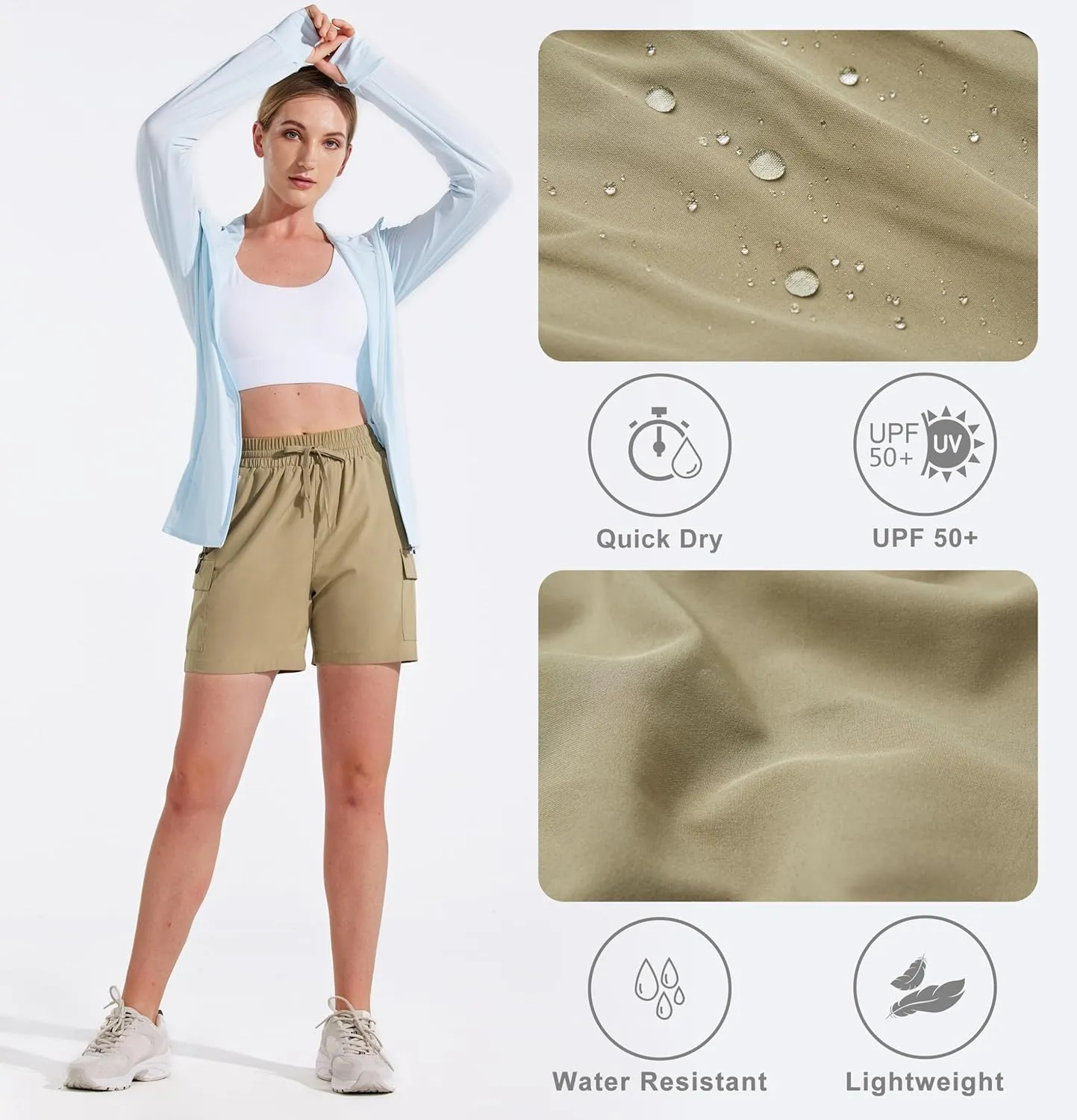 MASKERT Women's Hiking Cargo Shorts 5" 7" 9" Quick Dry Athletic Golf Shorts Lightweight Running Summer Casual Shorts