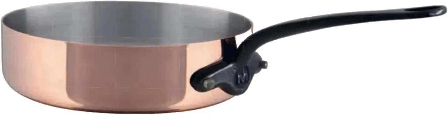 Mauviel M'Heritage 150 CI 1.5mm Polished Copper & Stainless Steel Saute Pan, And Cast Iron Handle, 1.8-qt, Made in France