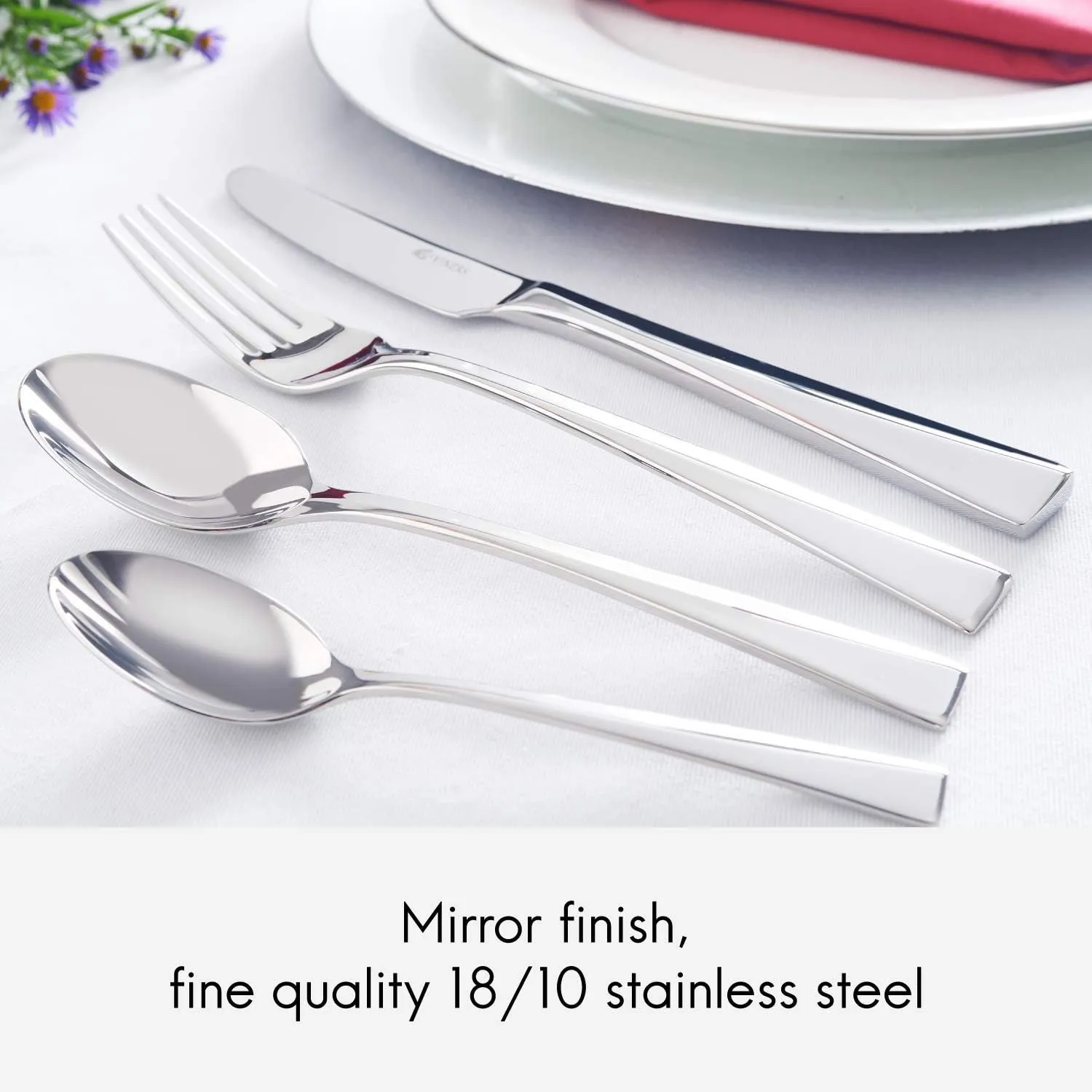 Mayfair Cutlery Set-Elegant Mirror Polished Flatware Gift Box with 50 Year Guarantee-18/10 Stainless Steel, 16 Piece, 7.5x25x31.5 cm, Silver