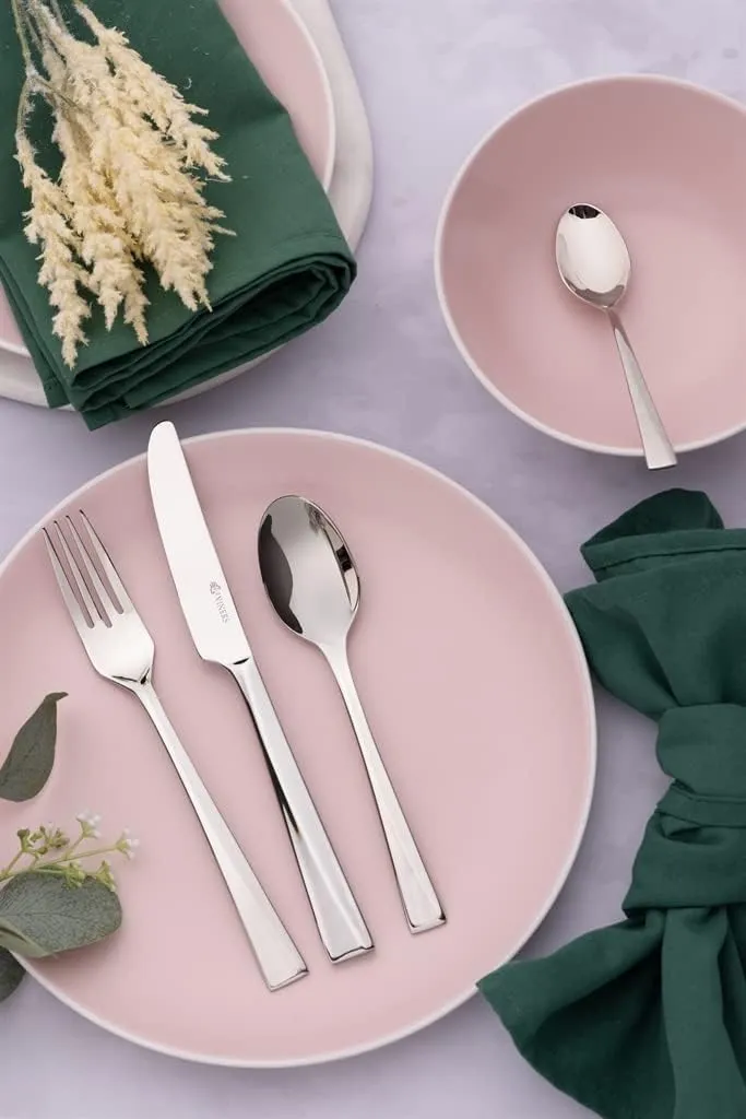 Mayfair Cutlery Set-Elegant Mirror Polished Flatware Gift Box with 50 Year Guarantee-18/10 Stainless Steel, 16 Piece, 7.5x25x31.5 cm, Silver